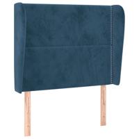 Hoofdbord met randen 83x23x118/128 cm fluweel donkerblauw - thumbnail