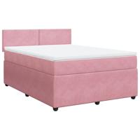 Boxspring met matras fluweel roze 160x200 cm - thumbnail