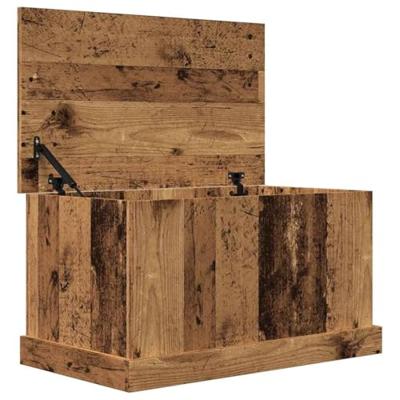 Opbergbox 70x40x38 cm bewerkt hout oud houtkleurig Opbergbox 70x40x38 cm bewerkt hout oud houtkleurig