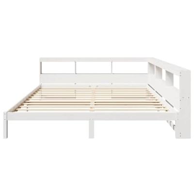 Bed met boekenkast zonder matras grenenhout wit 200x200 cm