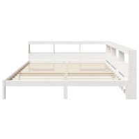 Bed met boekenkast zonder matras grenenhout wit 200x200 cm - thumbnail