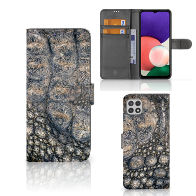 Samsung Galaxy A22 5G | Telefoonhoesje | Met pasjeshouder | Krokodillenprint