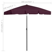 VidaXL Strandparasol 180x120 cm bordeauxrood - thumbnail