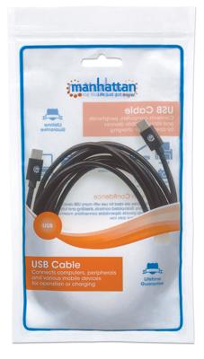 Manhattan 354882 USB 2.0 type C-kabel type C-stekker naar type C-stekker 480 Mbit/s, 3 m zwart