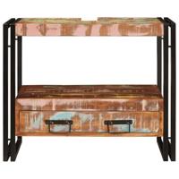 Wastafelonderkast met lade met plank Massief Gerecycled Hout, Ijzer - thumbnail