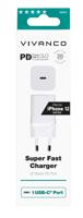 Vivanco TCVVUSBPD20W USB-oplader 20 W 1x USB-C USB PD Wit Snellader - thumbnail