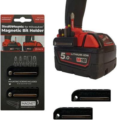 Stealthmounts Bithouder voor Milwaukee M18 | Zwart | 2 stuks - BH-MW18-BLK-2