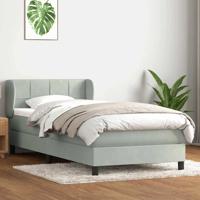 Boxspring met matras fluweel lichtgrijs 90x220 cm - thumbnail