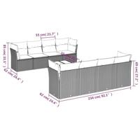 9-delige Loungeset met kussens poly rattan zwart - thumbnail