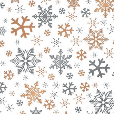 Cadeaupapier 50cm 100m 80gr Sneeuwvlok wit-goud-zilver