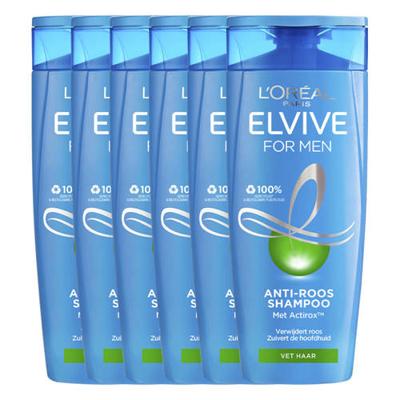 L'Oréal Paris Elvive For Men anti-roos shampoo - 6 x 250 ml - voordeelverpakking