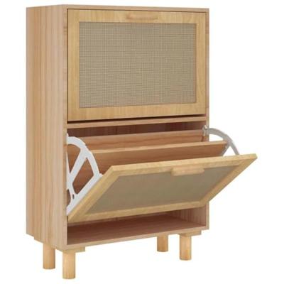 VidaXL Schoenenkast 52x25x80 cm bewerkt hout & natuurlijk rattan bruin