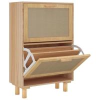 VidaXL Schoenenkast 52x25x80 cm bewerkt hout & natuurlijk rattan bruin - thumbnail