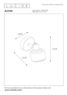 Lucide BJORN - Plafondspot - 1xE14 - Zwart Lucide BJORN - Plafondspot - 1xE14 - Zwart