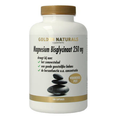 Golden Naturals Magnesium bisglycinaat 250mg 180 Vegetarische capsules