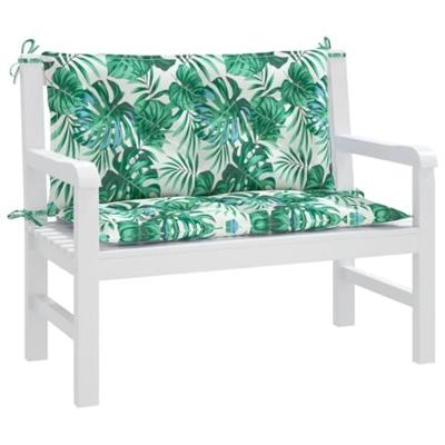 VidaXL Tuinbankkussens 2 st bladpatroon 100x50x7 cm oxford stof