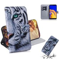 Tiger patroon gekleurde tekening horizontale Flip lederen case voor Galaxy J4 Plus met houder & card slots & portemonnee - thumbnail