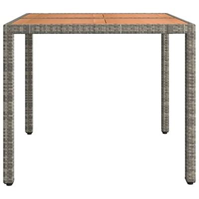 Tuintafel met houten blad poly ratten en acaciahout grijs - thumbnail