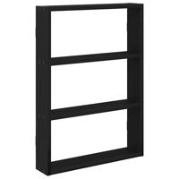 Wandschap 43x9x60 cm bewerkt hout zwart - thumbnail