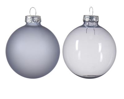 Kerstbal glas d6 cm mist blauw 6st kerst Decoris - Decoris