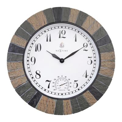 Weerbestendige buitenklok - met thermometer - 43,5 cm - polyresin - Aster Large