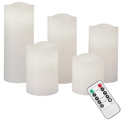 5 x LED waskaarsen flikkerend warm wit met afstandsbediening & timer 5 x LED waskaarsen flikkerend warm wit met afstandsbediening & timer