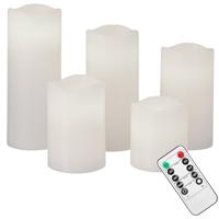 5 x LED waskaarsen flikkerend warm wit met afstandsbediening & timer - thumbnail