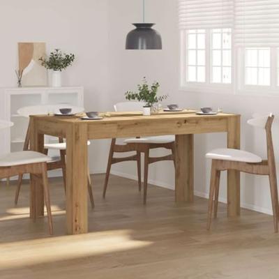 Eettafel 140x74,5x76 cm bewerkt hout artisanaal eikenkleurig