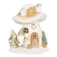Clayre & Eef Decoratie Huis met LED Paddenstoel 13x12x15 cm Beige - thumbnail