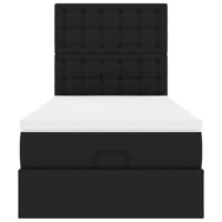 Ottomaanse bed met matras 80x200cm kunstleer zwart - thumbnail