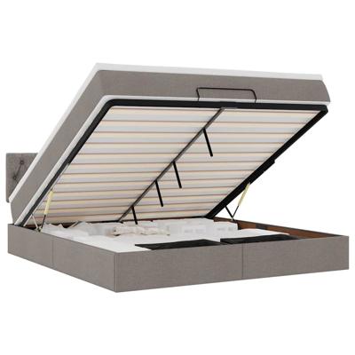 Ottoman bed met matras en LED's 80x200cm stof taupe