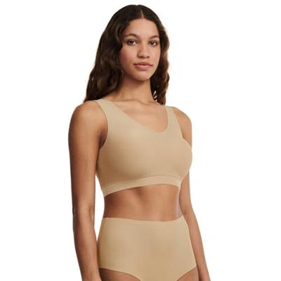 Bralette top met vulling - Soft Stretch - Padded top - Bralette / BH Top naadloos dames - Rood - zwart - Huidskleur