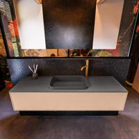 Badkamermeubelset Mondiaz Erin 150 cm met 1 Lade met RIDGE Wastafel Midden Dark grey met 1 kraangat Greeploos Mat Rosee - thumbnail