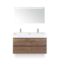 Maxx XL Badmeubelset 120 cm - Tabacco - Wastafel Kube Enkel 2 kraangaten - met Sence Spiegel - thumbnail
