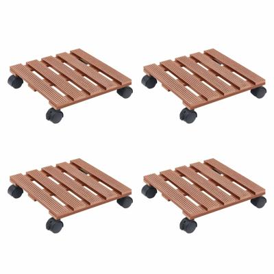 Plantentrolleys 4 st 30x30x7,5 cm HKC bruin