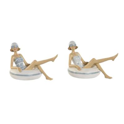 Decoratieve figuren Home ESPRIT Wit Hemelsblauw Mediterrane 17,5 x 10 x 10,5 cm (2 Stuks)