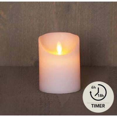 LED Rustiek stompkaars wit 7,5x10cm