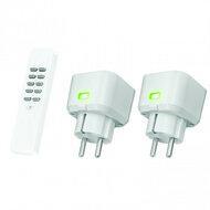 Set Compacte Stopcontact Dimmers (met 2 x dimmer led, halogeen, gloei) ACC2-250R - thumbnail