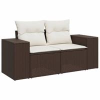 5-delige Loungeset met kussens poly rattan bruin - thumbnail