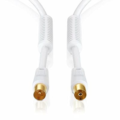 Vivanco Antenne Aansluitkabel [1x Antennebus 75 Ω - 1x Antennestekker 75 Ω] 3.00 m 110 dB Vergulde steekcontacten, Met Ferrietkern Wit
