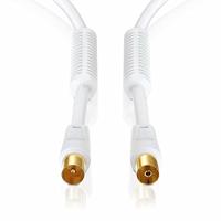 Vivanco Antenne Aansluitkabel [1x Antennebus 75 Ω - 1x Antennestekker 75 Ω] 10.00 m 100 dB Vergulde steekcontacten, Met Ferrietkern Wit - thumbnail