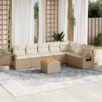 8-delige Loungeset met kussens poly rattan beige - thumbnail