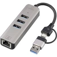 Renkforce RF-EAWH-300 USB-hub 3 poorten Met ingebouwde netwerkaansluiting Grijs - thumbnail