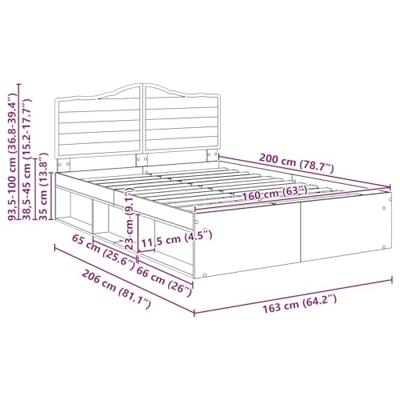 Bedframe met hoofdeinde Sonoma 160 x 200 cm Massief grenenhout