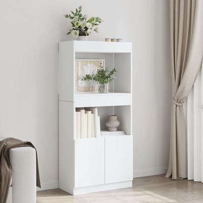 Hoge kast 63x33x180 cm bewerkt hout wit