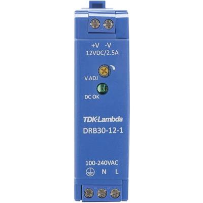 TDK-Lambda DRB30-12-1 DIN-rail netvoeding 12 V/DC 2.5 A 30 W Aantal uitgangen: 1 x Inhoud: 1 stuk(s) TDK-Lambda DRB30-12-1 DIN-rail netvoeding 12 V/DC 2.5 A 30 W Aantal uitgangen: 1 x Inhoud: 1 stuk(s)
