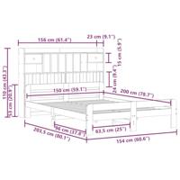 Bed met boekenkast zonder matras massief grenenhout 150x200 cm - thumbnail
