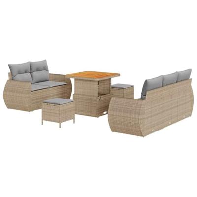 Tuinbankenset 8 pcs Beige poly rattan