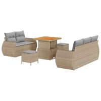 Tuinbankenset 8 pcs Beige poly rattan - thumbnail