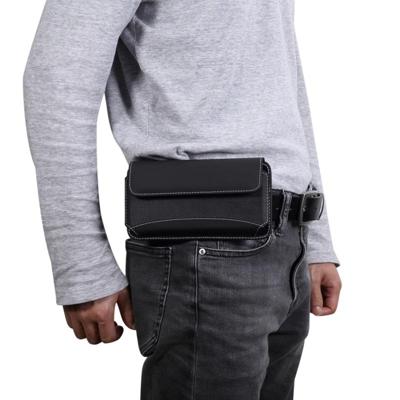 Mannen universele Oxford doek draagbare mobiele telefoon taille Pack lederen hoes for iPhone XS Max / Huawei Mate 20 / 6.3 Inch of hieronder Smartphon